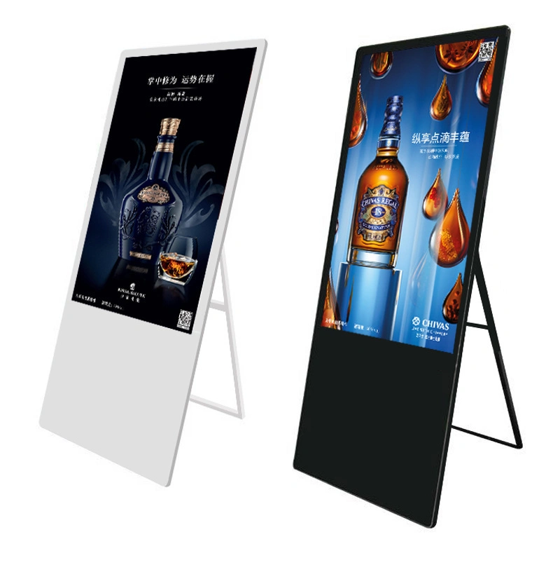 32 -Inch Portable Folding Floor Standnig Network WiFi Ad Player LCD Digital Signage High-Definition Advertising Display Touch Screen Kiosk for Coffee Bar